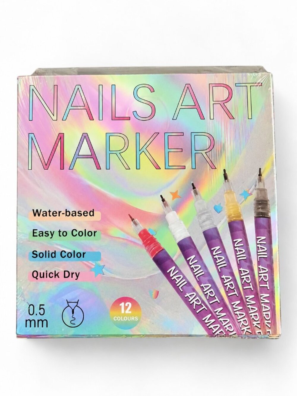 12 Color Nail Art Marker Pen Set Water Based Quick Dry DIY Manicure Nail Design